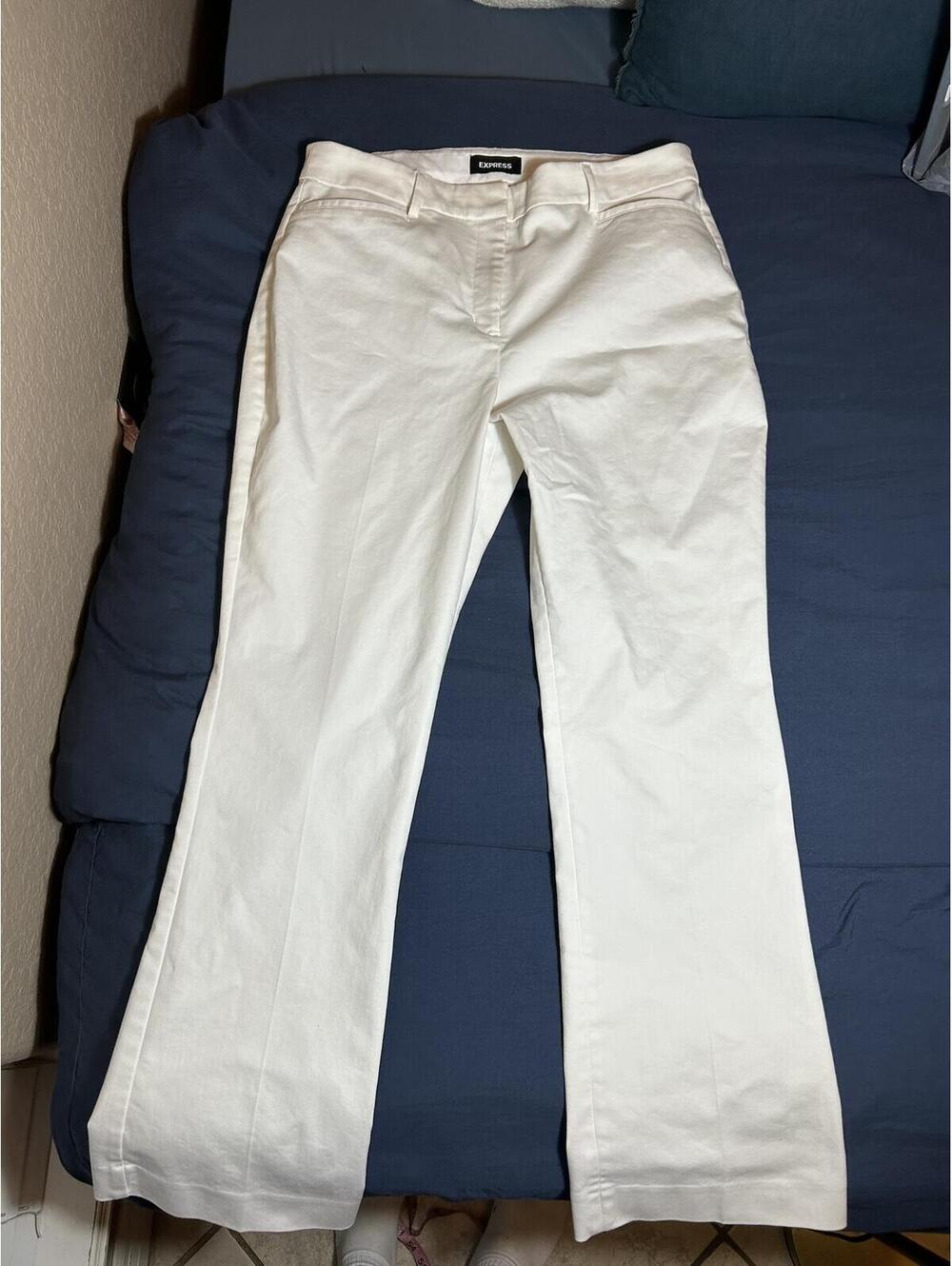 Express White Stretch Barely Boot Mid-Rise Pants, Size 12